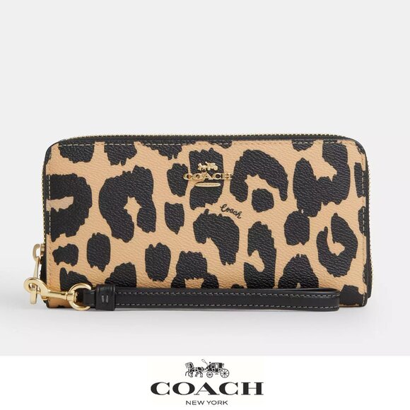 🐆 Coach Long Zip Around Wallet With Leopard Print - Picture 2 of 8